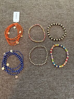 Evereve Mixed Beaded Bracelet Set - Orange, Blue, Black, Multicolor